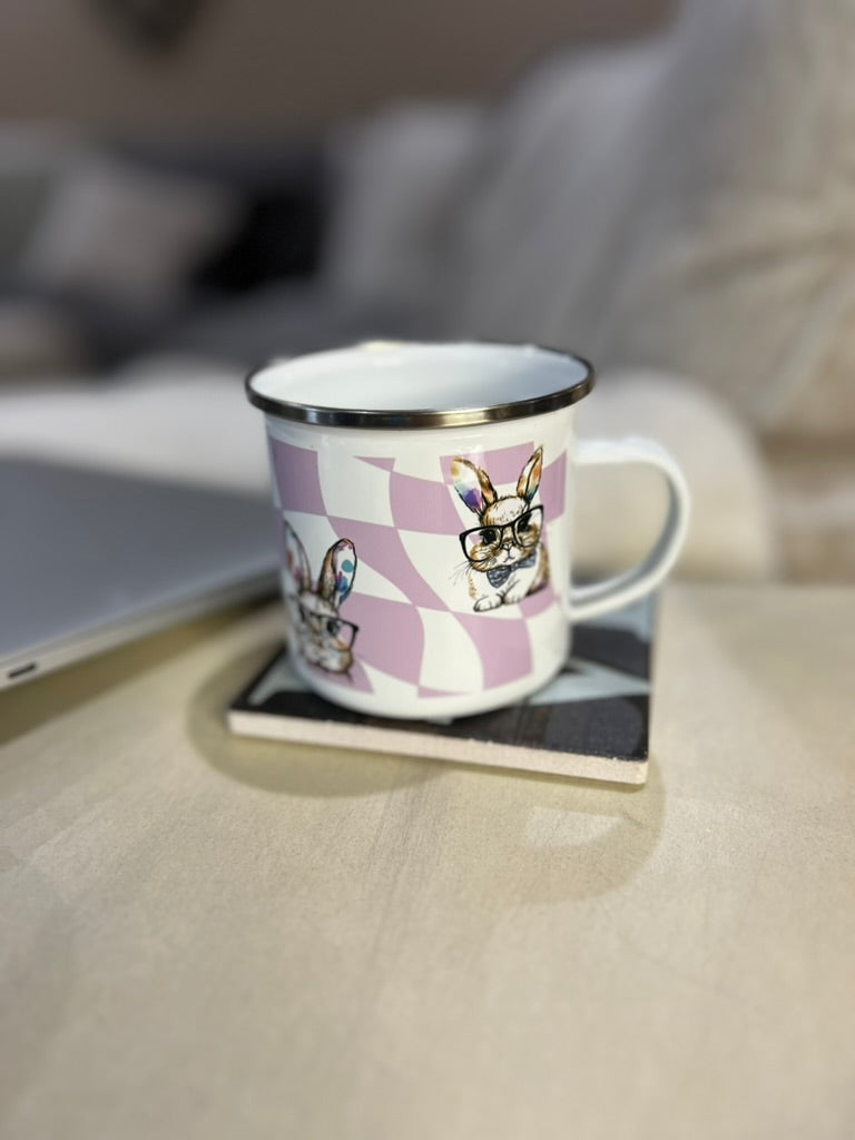 Watercolor Bunnies Enamel Mug