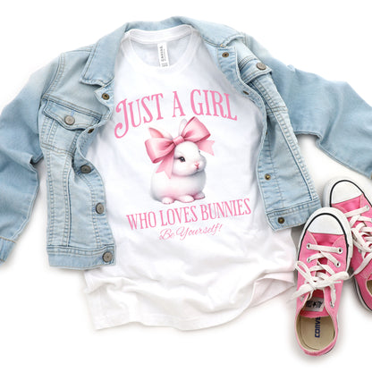 Just a Girl Who Loves Bunnies Youth Short Sleeve T-Shirt