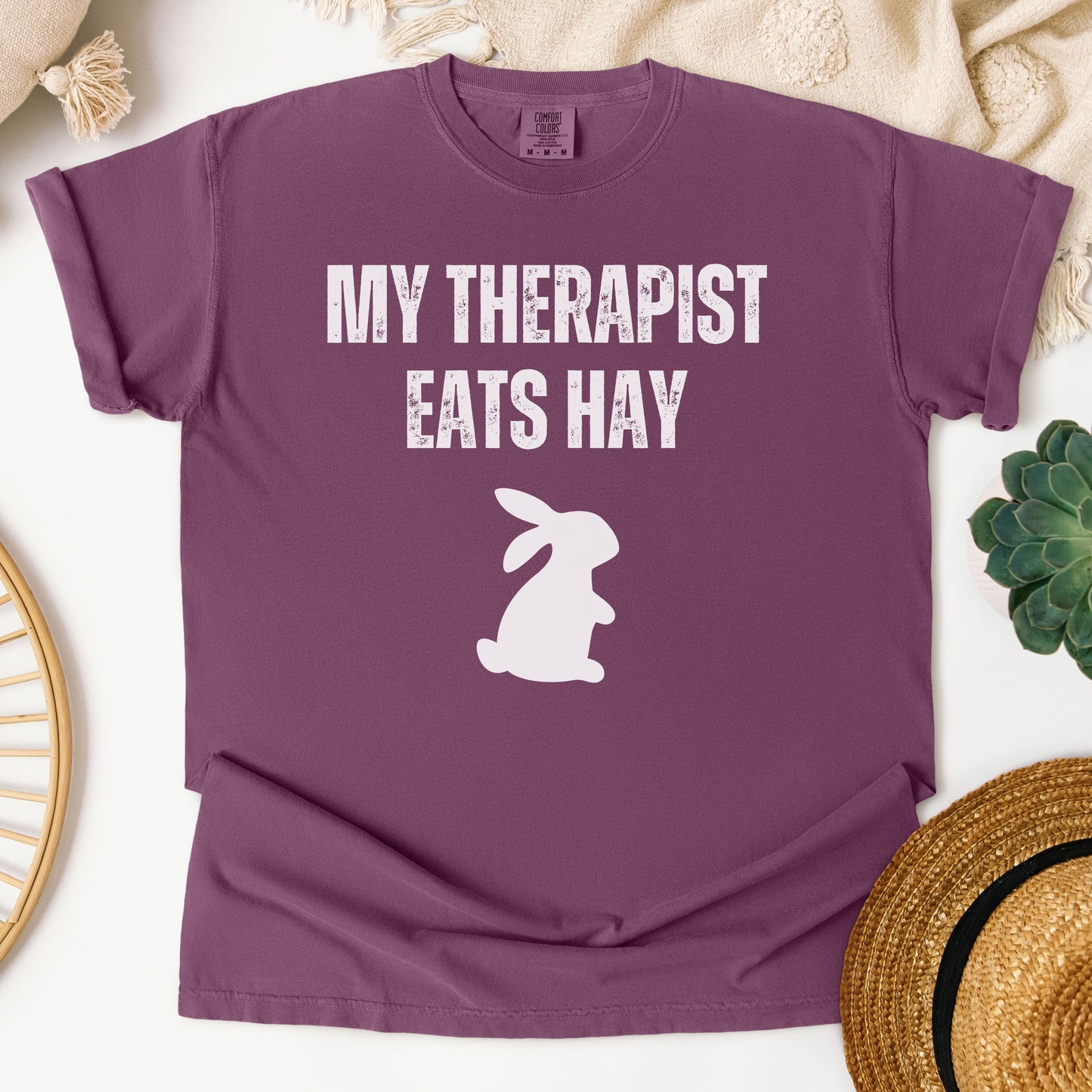 My Therapist Eats Hay Unisex Garment-dyed Heavyweight T Shirt