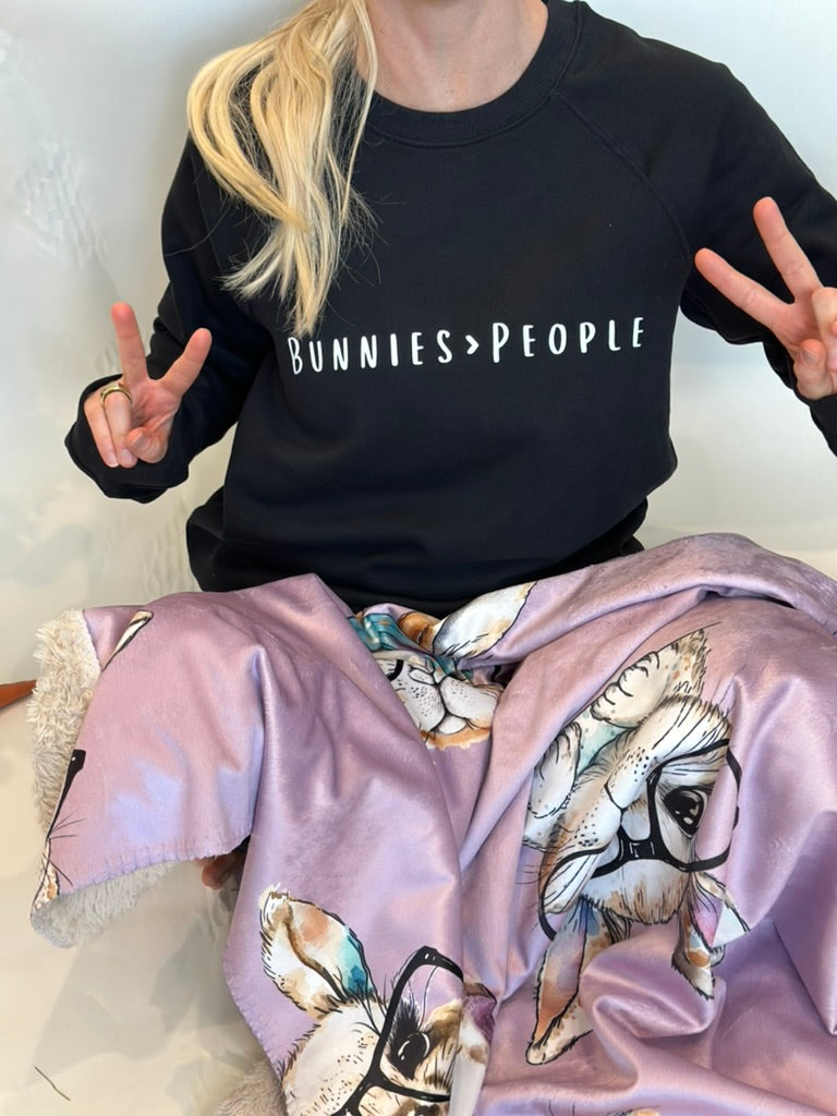 Bunnies > People Unisex Organic Raglan Sweatshirt