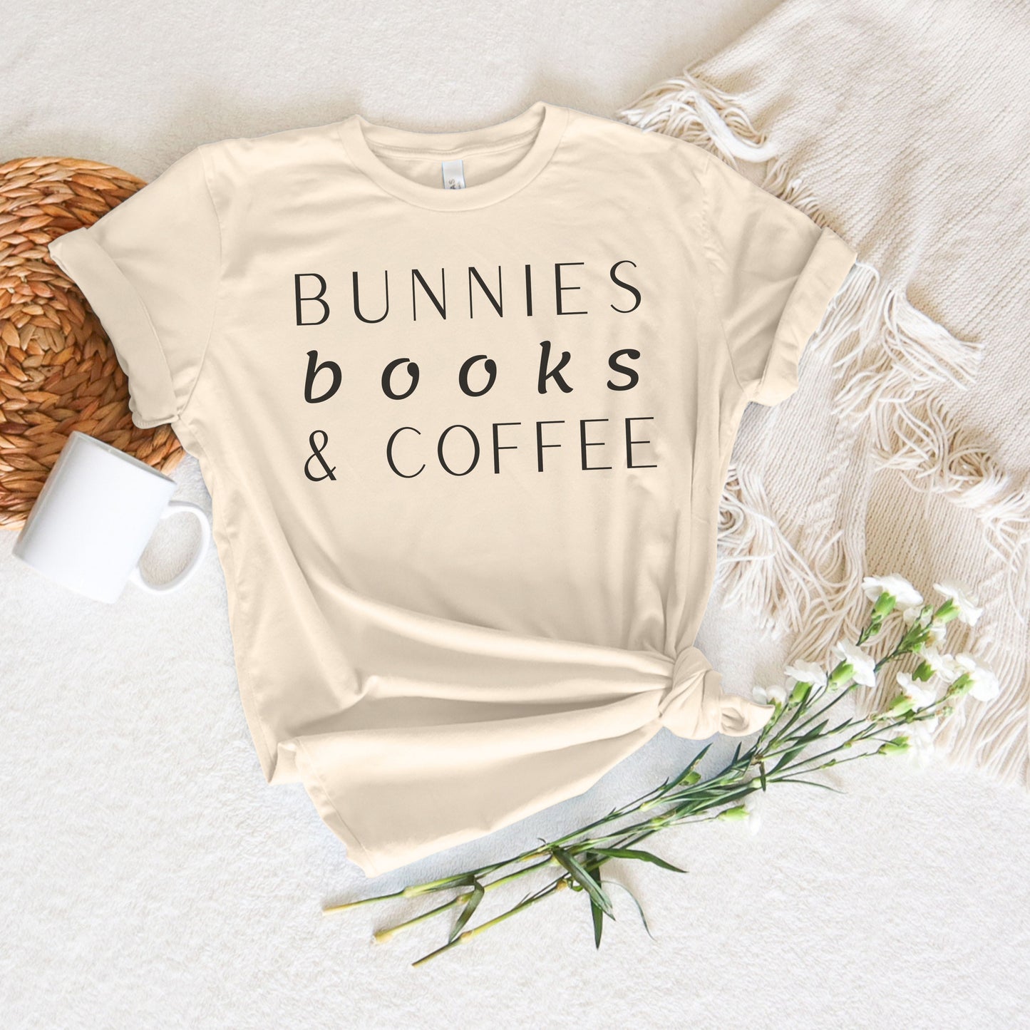 Bunnies, Books & Coffee Unisex T-Shirt