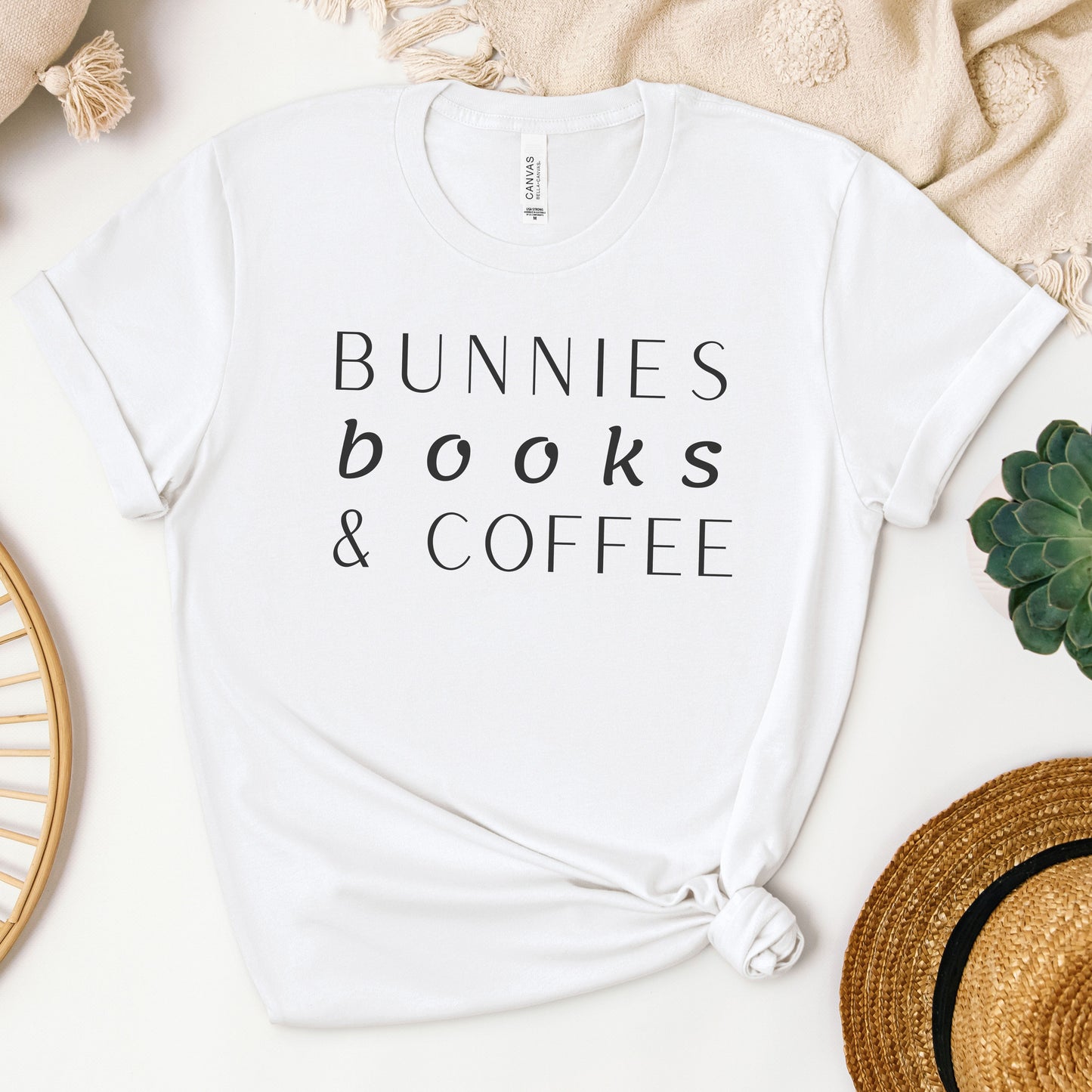 Bunnies, Books & Coffee Unisex T-Shirt