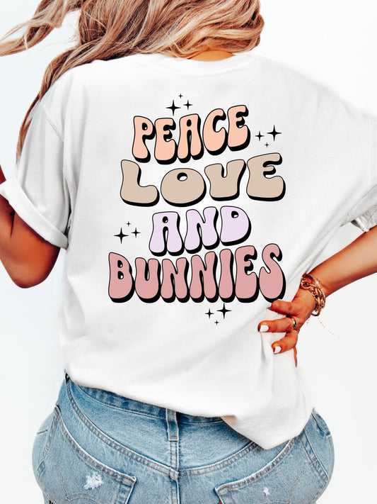 Peace, Love and Bunnies Unisex Garment-Dyed Heavyweight T-Shirt