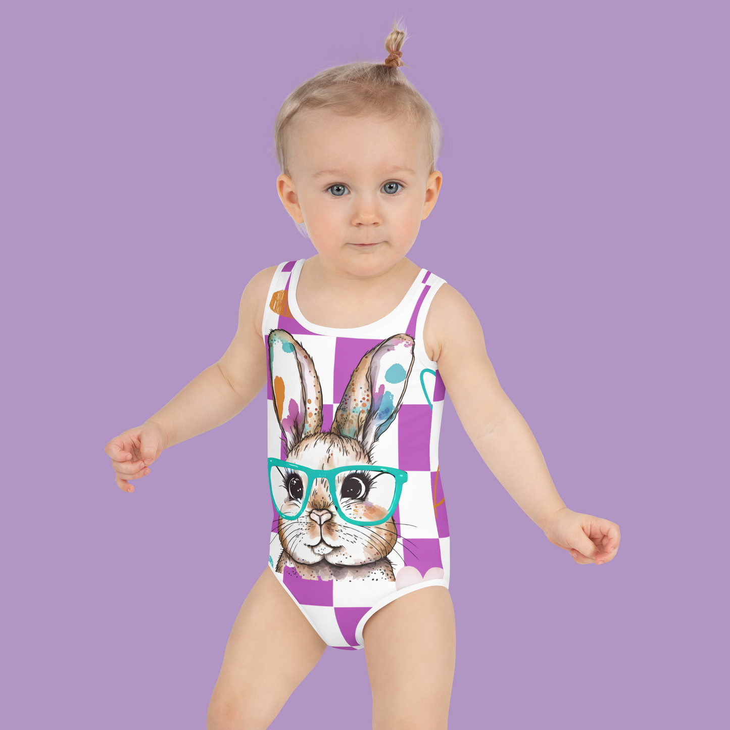 Watercolor Bunny Kids Swimsuit