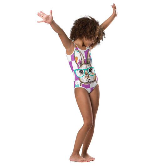 Watercolor Bunny Kids Swimsuit