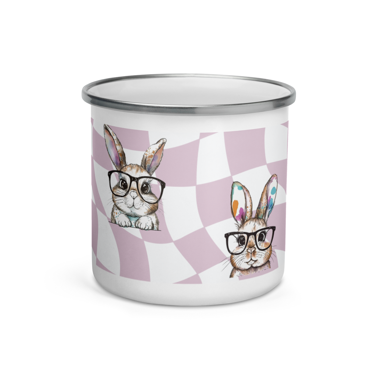 Watercolor Bunnies Enamel Mug