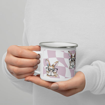 Watercolor Bunnies Enamel Mug