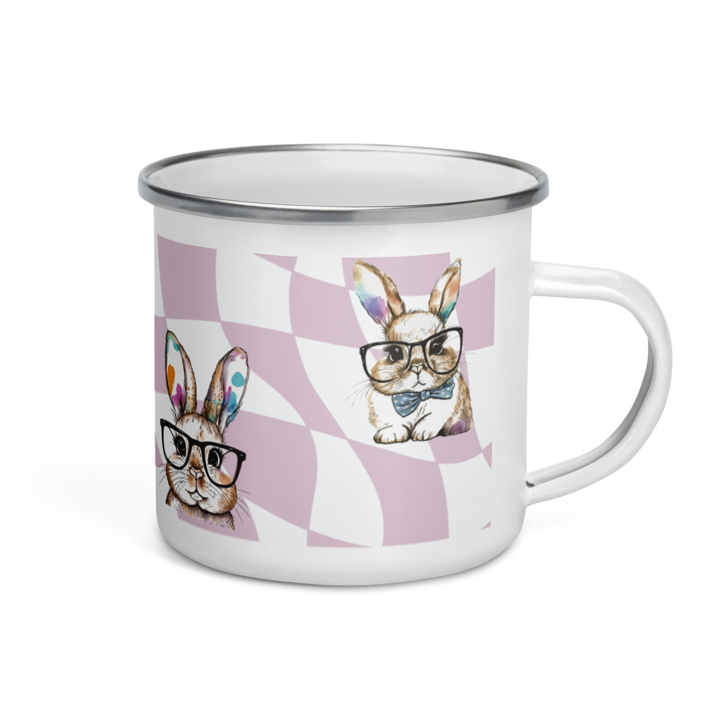 Watercolor Bunnies Enamel Mug