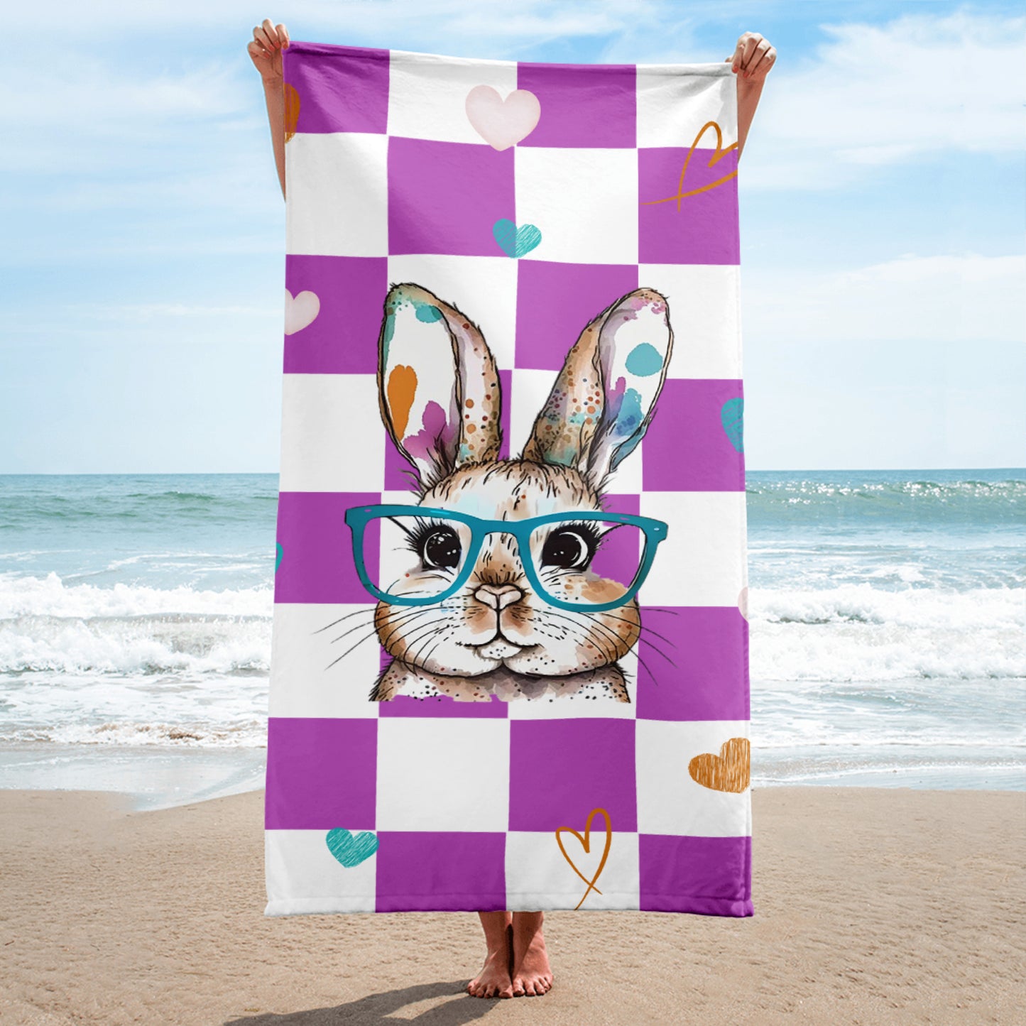 Watercolor Bunny Towel