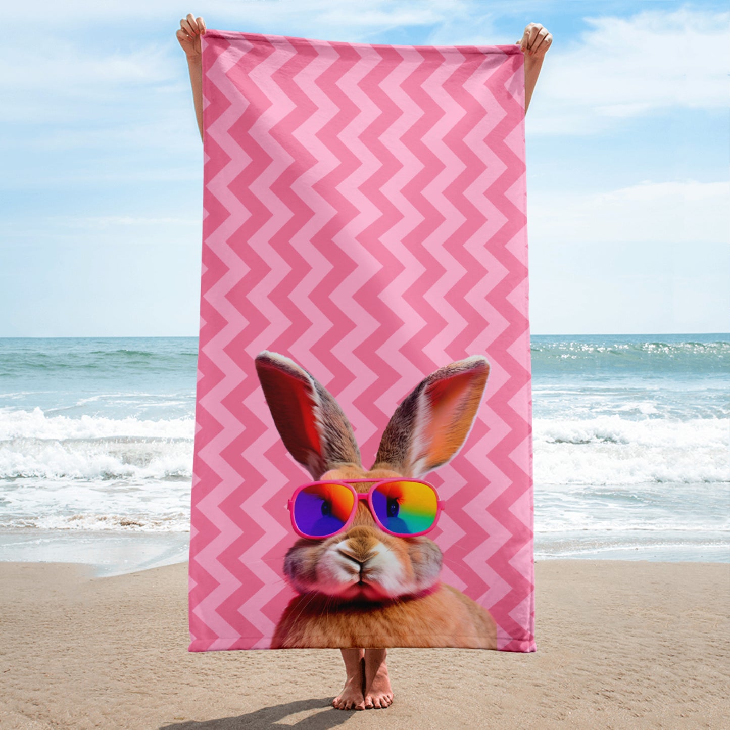 Pink Sunnies Bunny Beach Towel