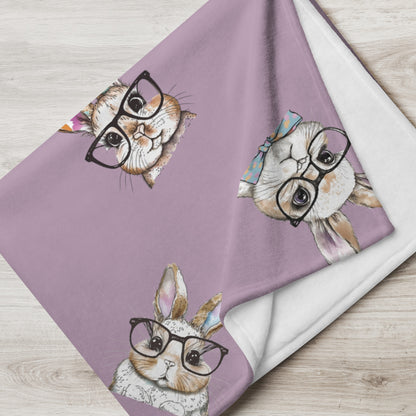 Watercolor Bunnies Plush Throw Blanket