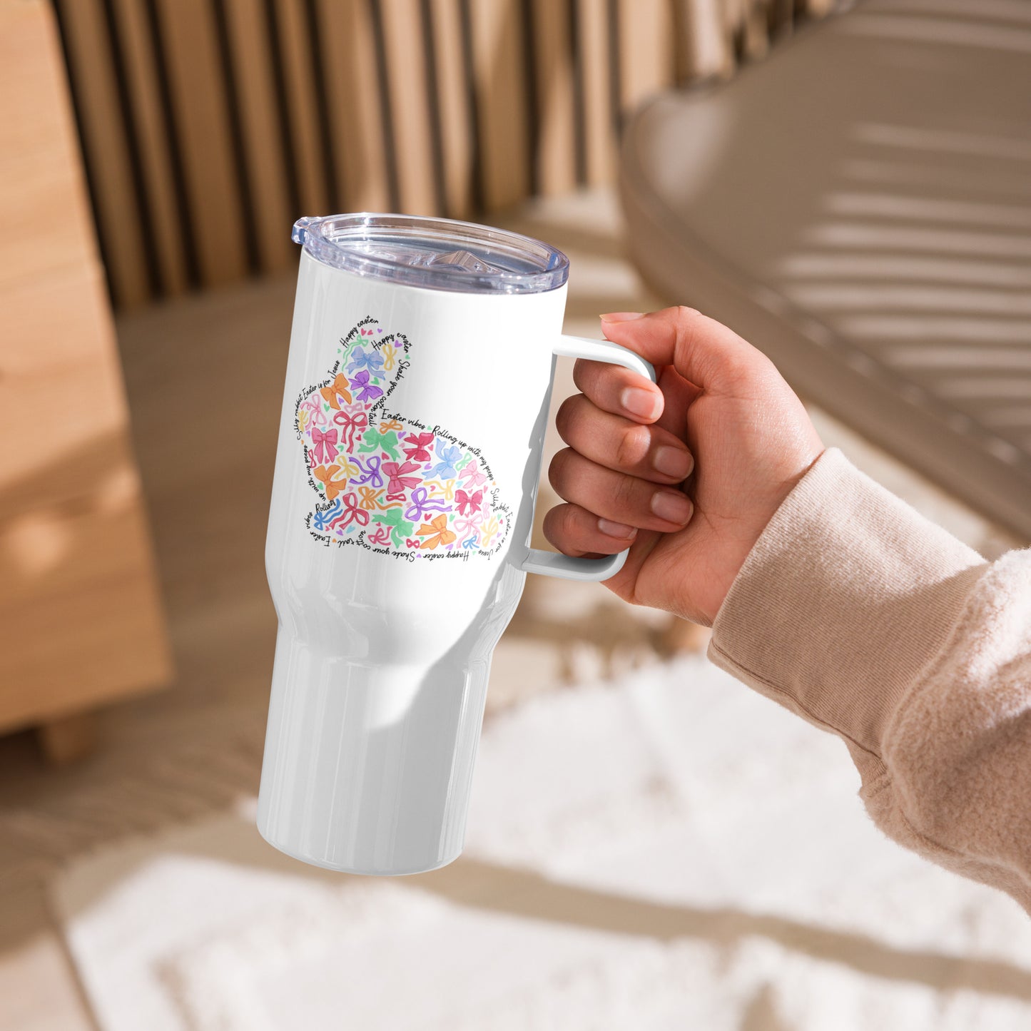 Bunny of Bows Travel Mug with Handle