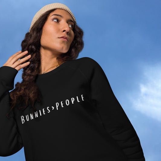 Bunnies > People Unisex Organic Raglan Sweatshirt