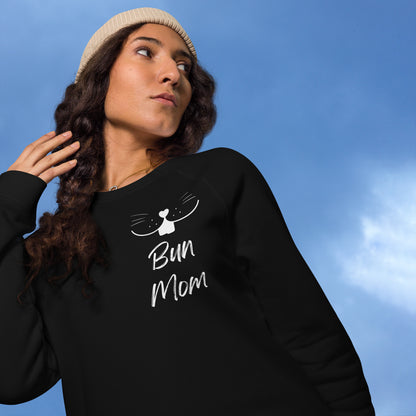 Bun Mom Unisex Organic Raglan Sweatshirt- White Design