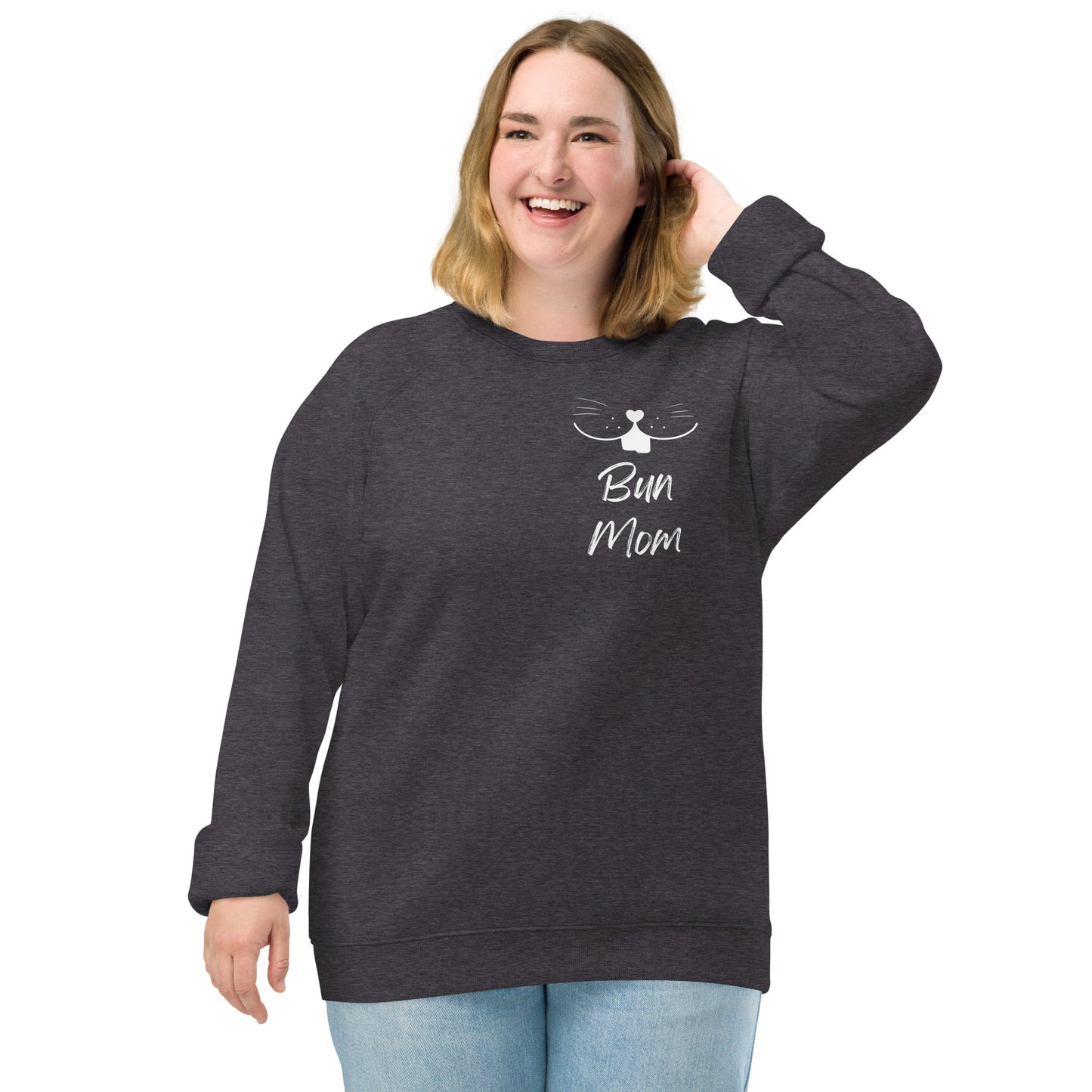 Bun Mom Unisex Organic Raglan Sweatshirt- White Design